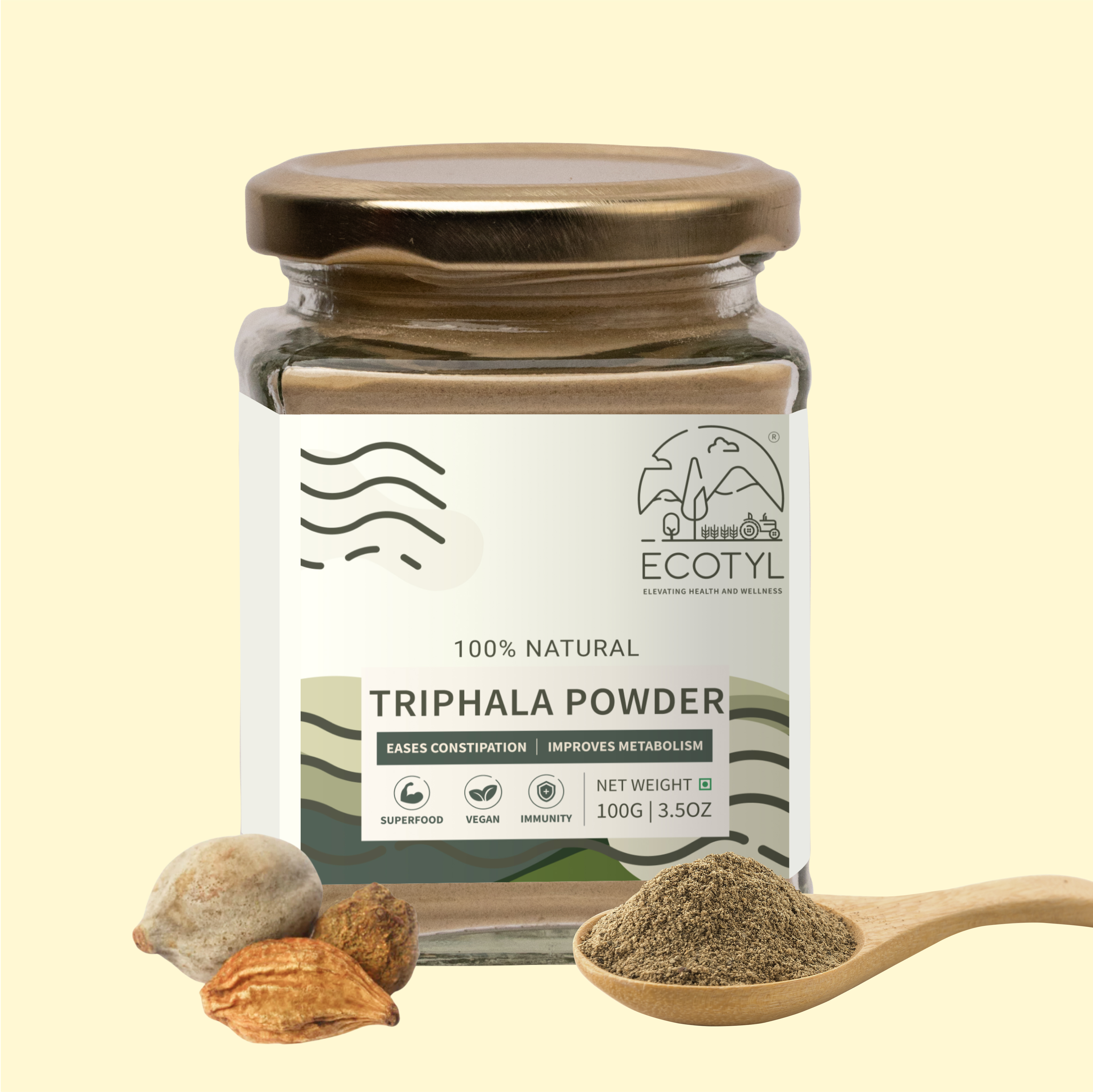 Ecotyl Triphala Powder for Digestive Health & Immune System - 100g